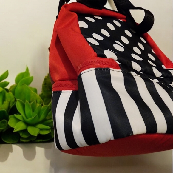 Betsey Johnson Insulated 2 compartment Lunch Tote Bag Dots Stripes NWOT - Picture 2 of 6